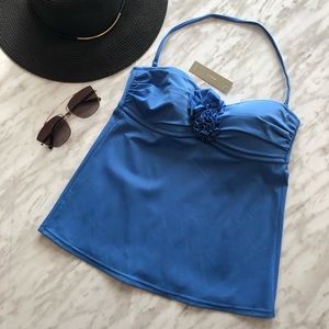 NWT J Crew Blue Bandeau Tank Bikini Top Size XS